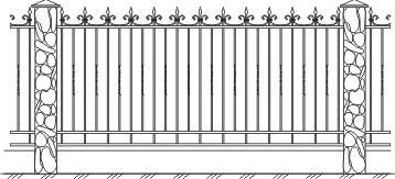 Кованая ограда с пиками и прутьями из проката двух типов 4006