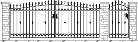 Кованые ворота с широкими пиками 5006