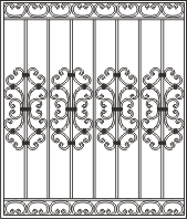 исполнение решетки из кованых элементов 1004
