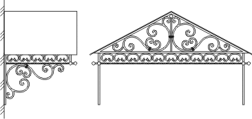 Кованый козырек треугольного прямого профиля