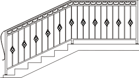 Кованые элементы волюты вверху перил и элементы корзинка