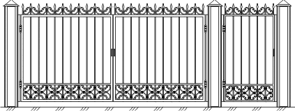  Ворота с калиткой с пиками 5004